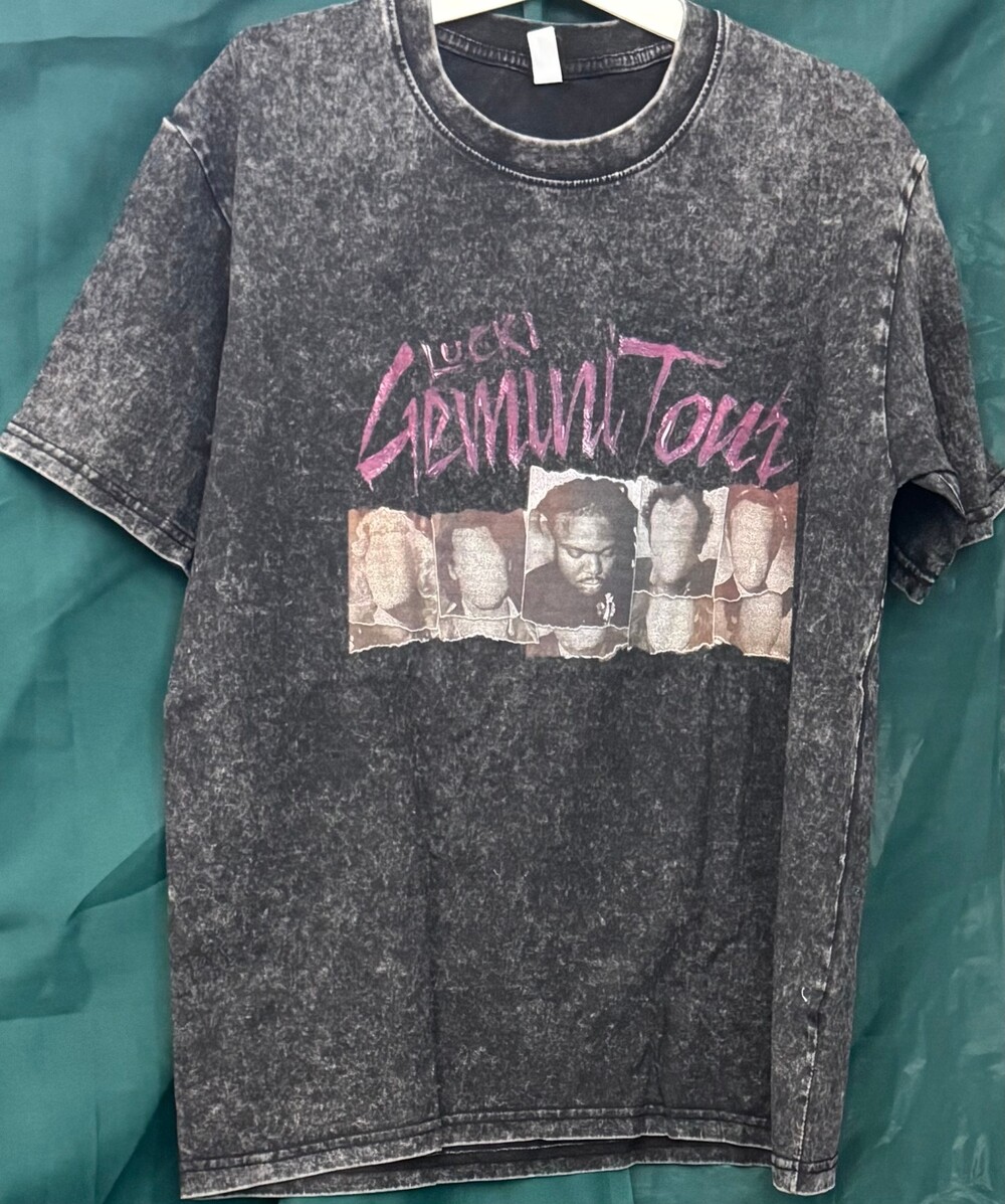 Acid Wash Black Medium Tour T-Shirt Lucky Sedmunt Graphic Tee
